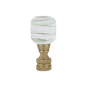 # 24024-11, Clear with Light Green Line Glass Lamp Finial in Copper, 2" Tall