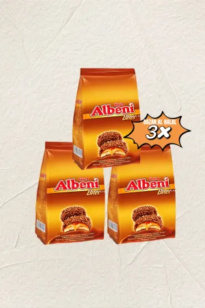 3 Pack Ulker Albeni Bites Milk Chocolate Round Biscuit Bar - Caramel Bag