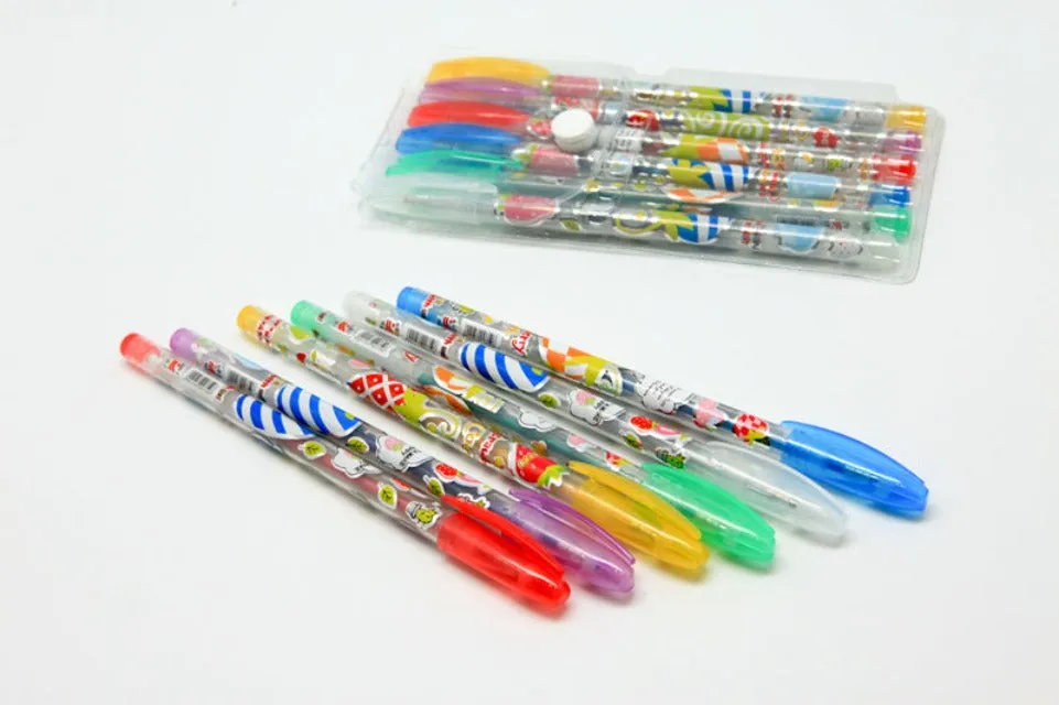 6 Colour Glitter Pen Set