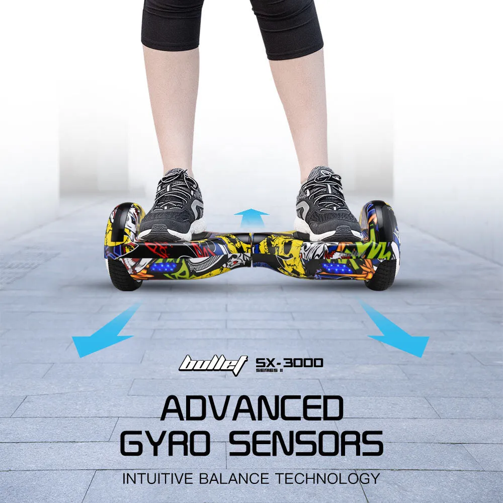 6.5" Hoverboard, LED, 500W Motor, 36V, 15km Range - Bullet