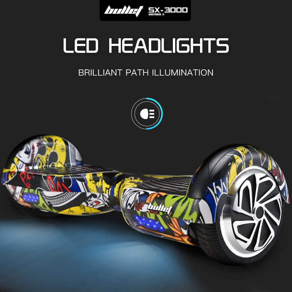 6.5" Hoverboard, LED, 500W Motor, 36V, 15km Range - Bullet