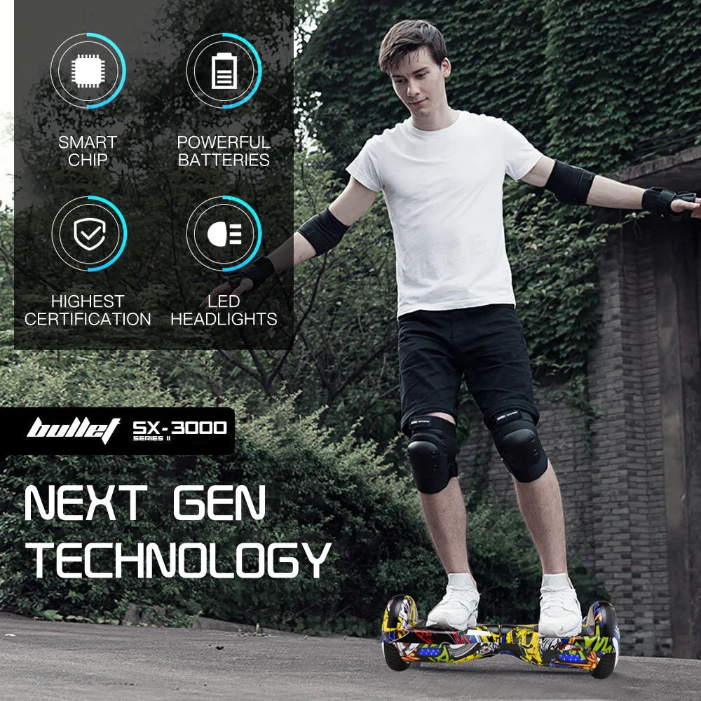 6.5" Hoverboard, LED, 500W Motor, 36V, 15km Range - Bullet