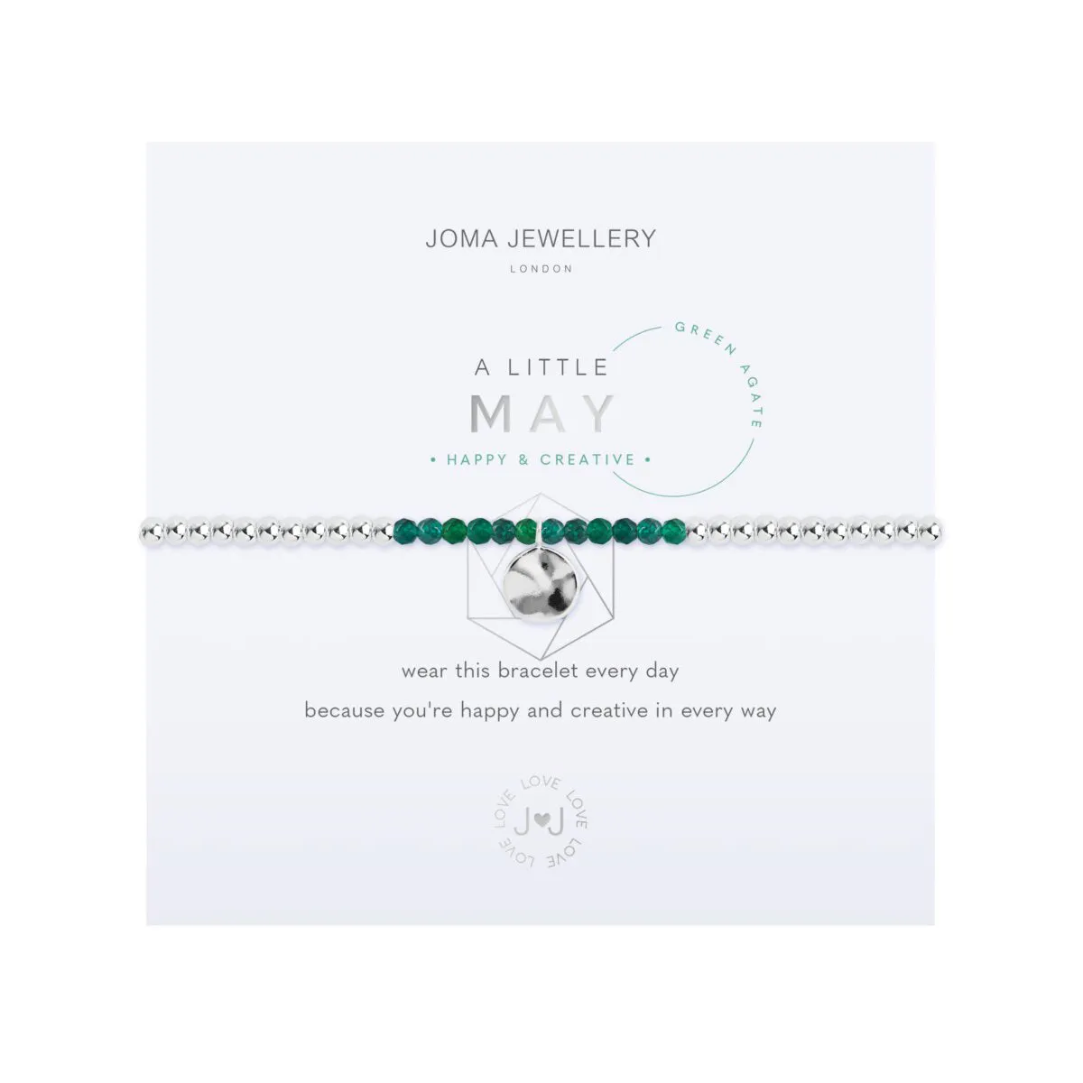 A Little May Birthstone Bracelet | Silver Plated with Green Agate