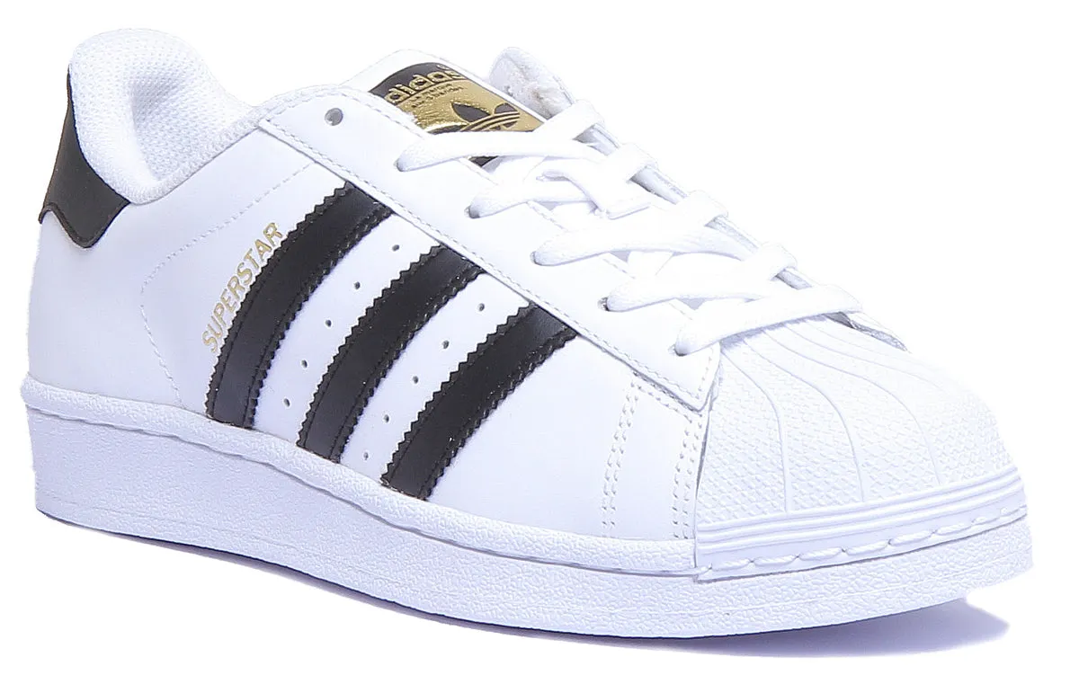 Adidas Superstar Leather Trainers In White Black For Women