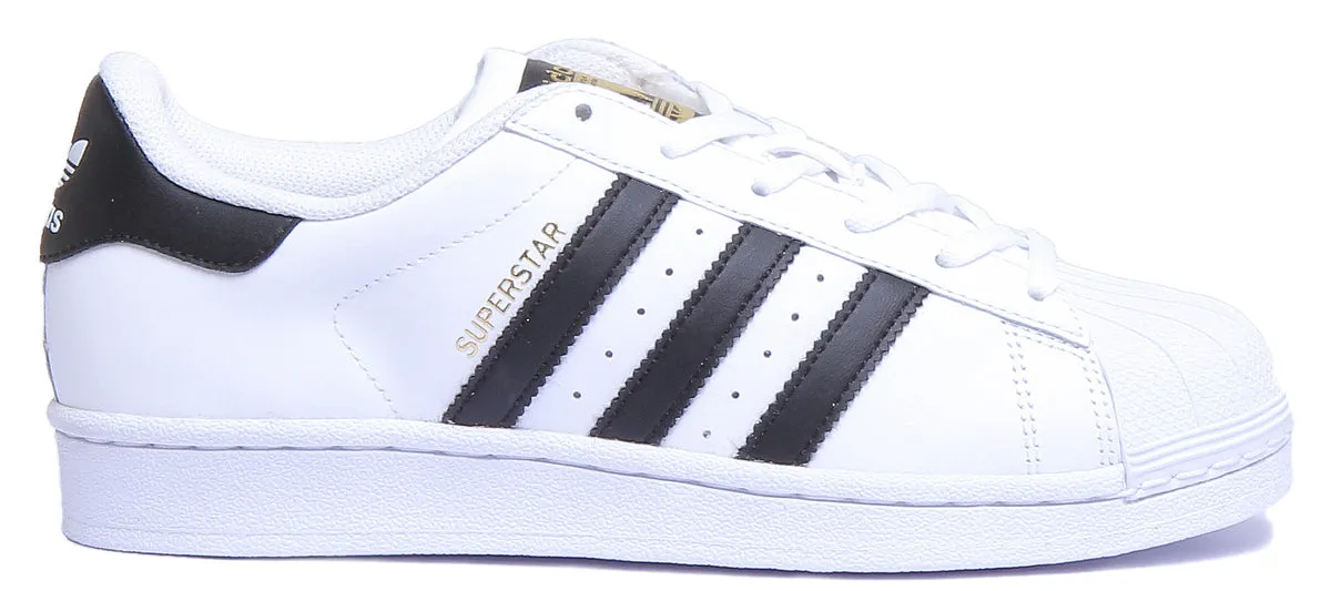 Adidas Superstar Leather Trainers In White Black For Women