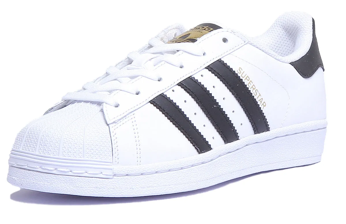 Adidas Superstar Leather Trainers In White Black For Women