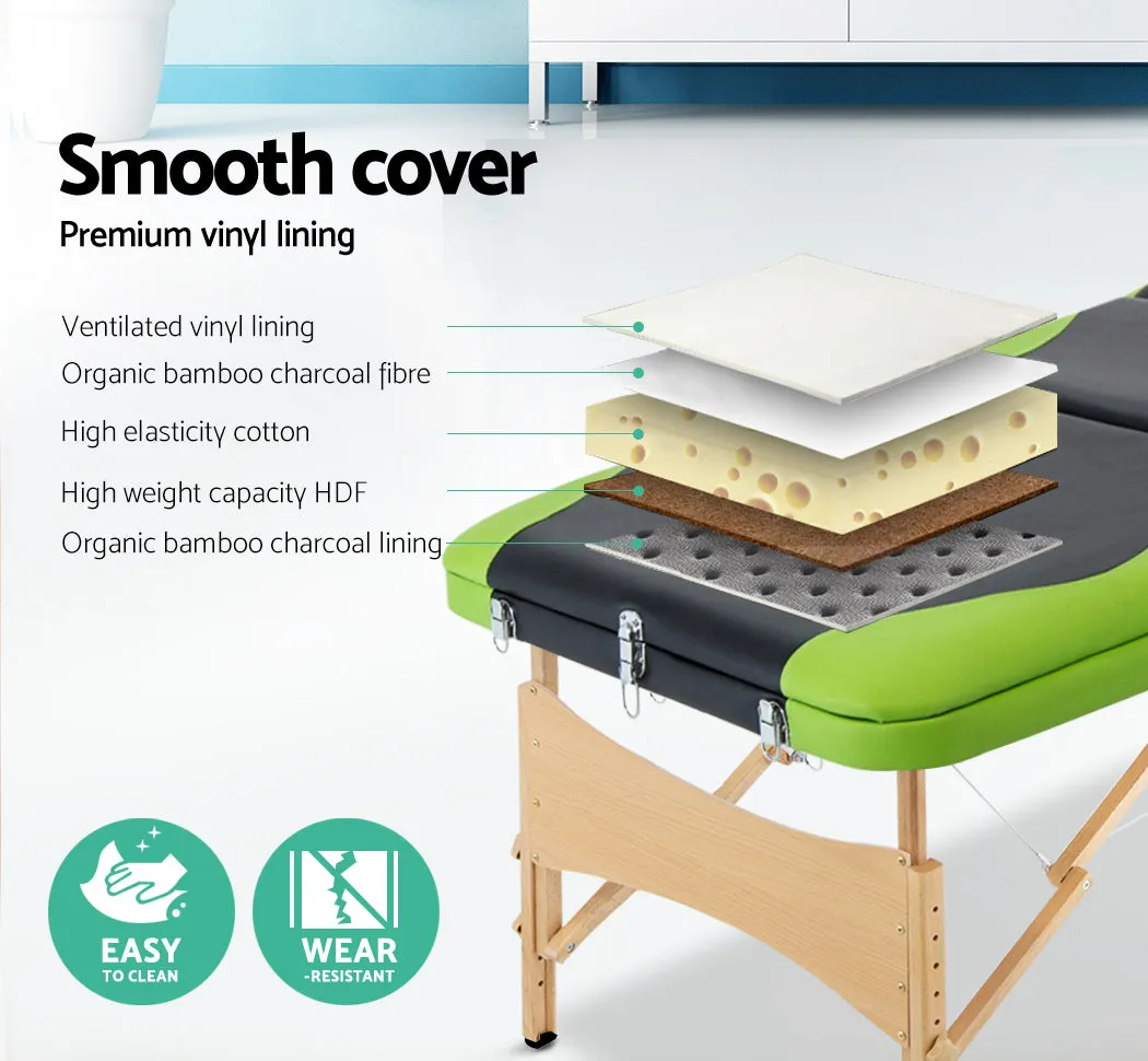 Adjustable Wooden Portable Massage Table, 3 Fold, 70cm - Zenses