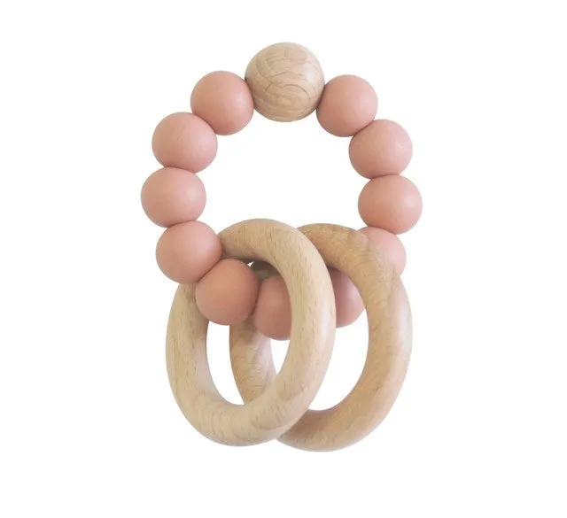 Alimrose Beechwood Teether Ring Set - Terracotta