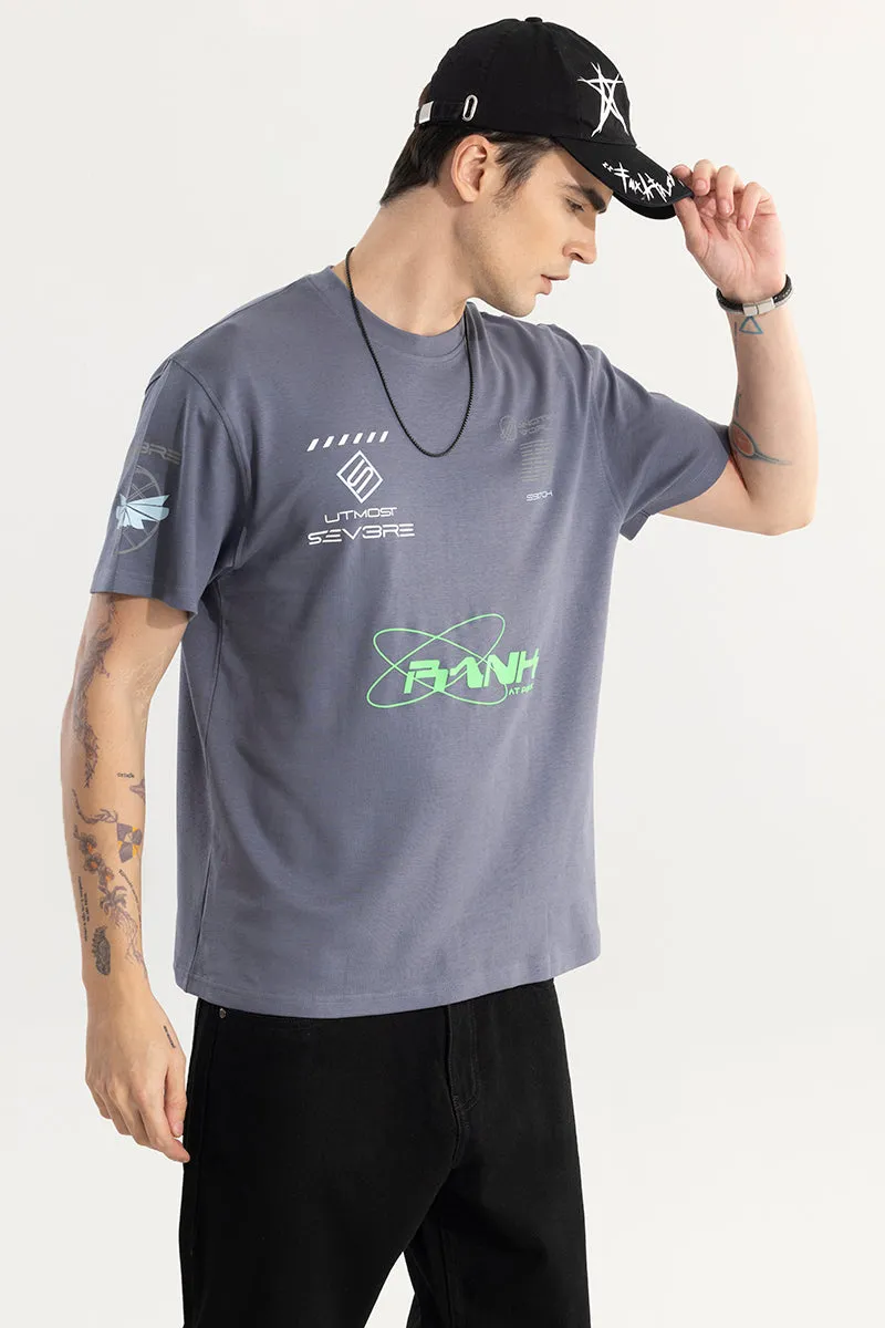 Another World Reflective Print Grey T-Shirt