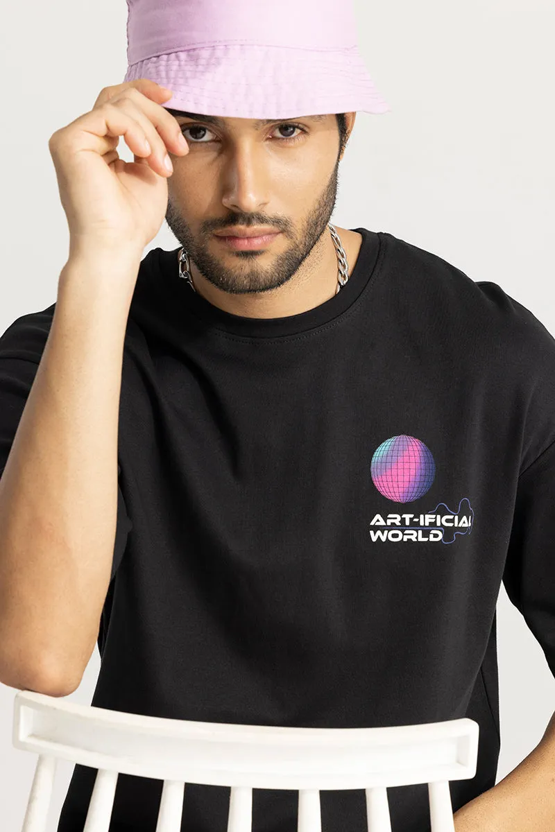 Artificial World Black Oversized T-Shirt