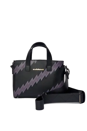 Ashluxe ZigZag Leather Mini Bag - Black/Purple