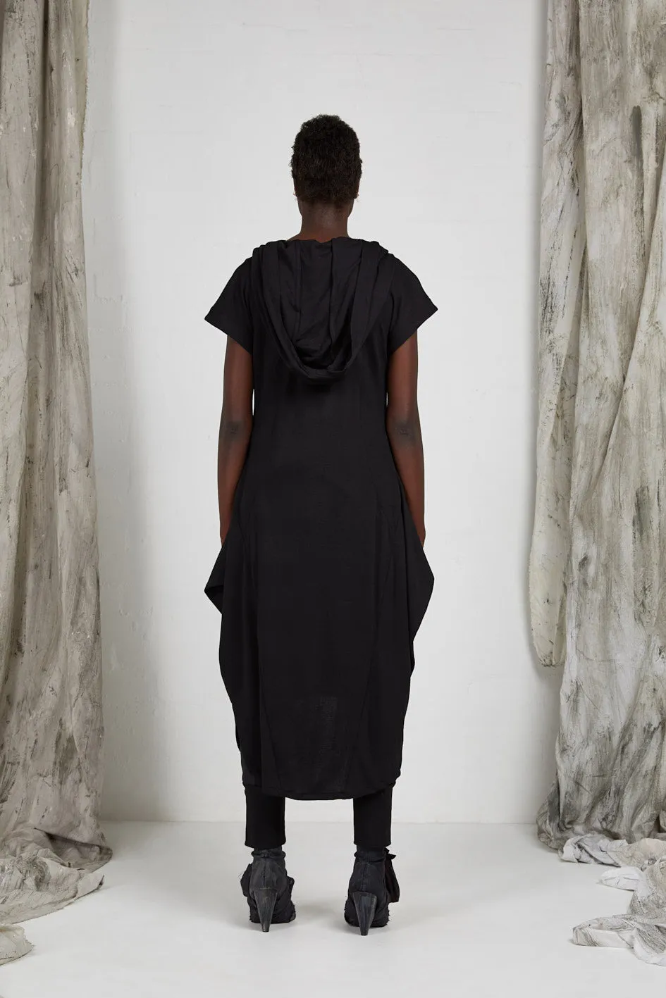 AW21 ARMETIS HOOD DRESS - RAVEN