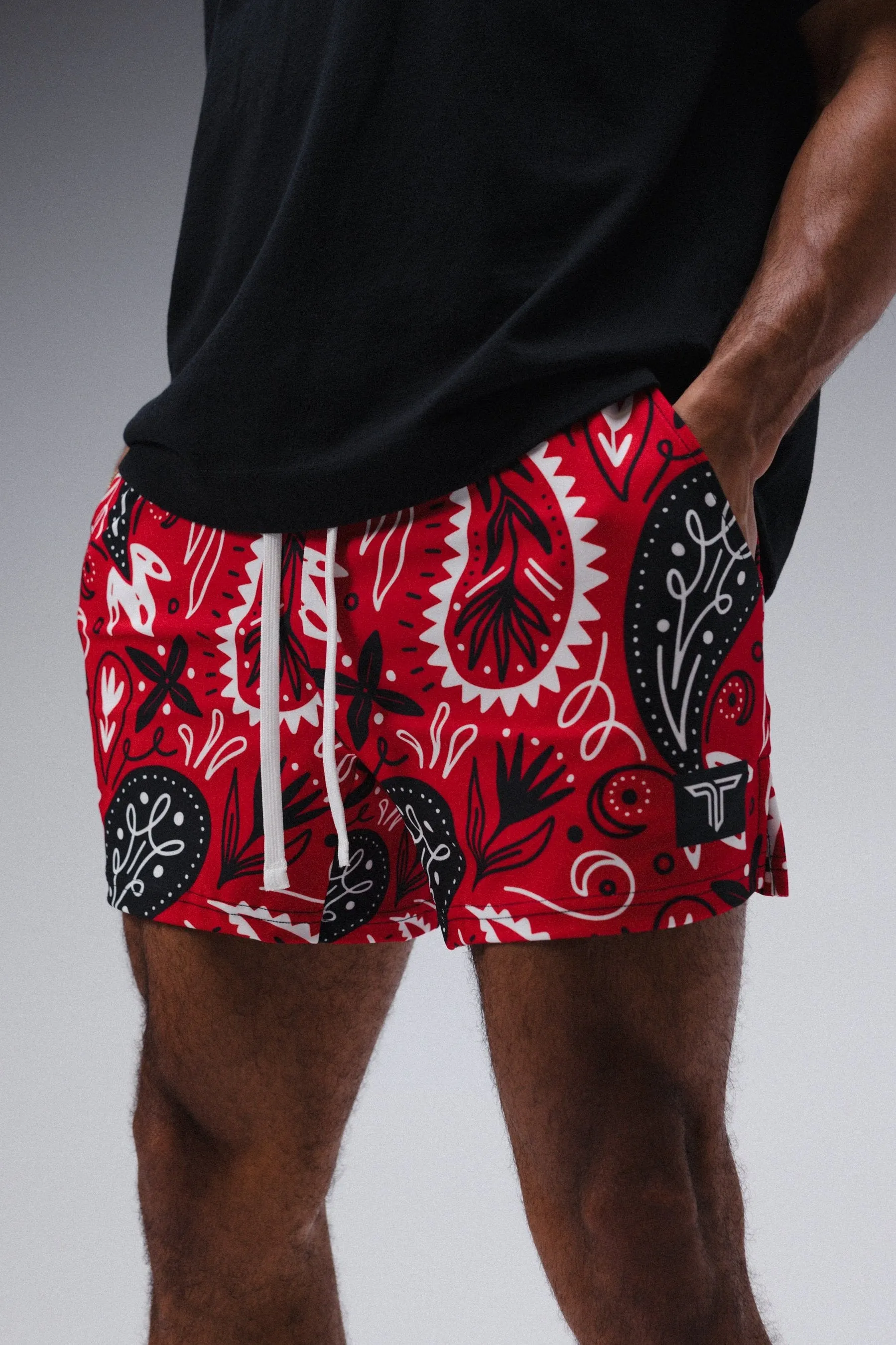 Bandana Gym Shorts (5” & 7" Inseam) - Red