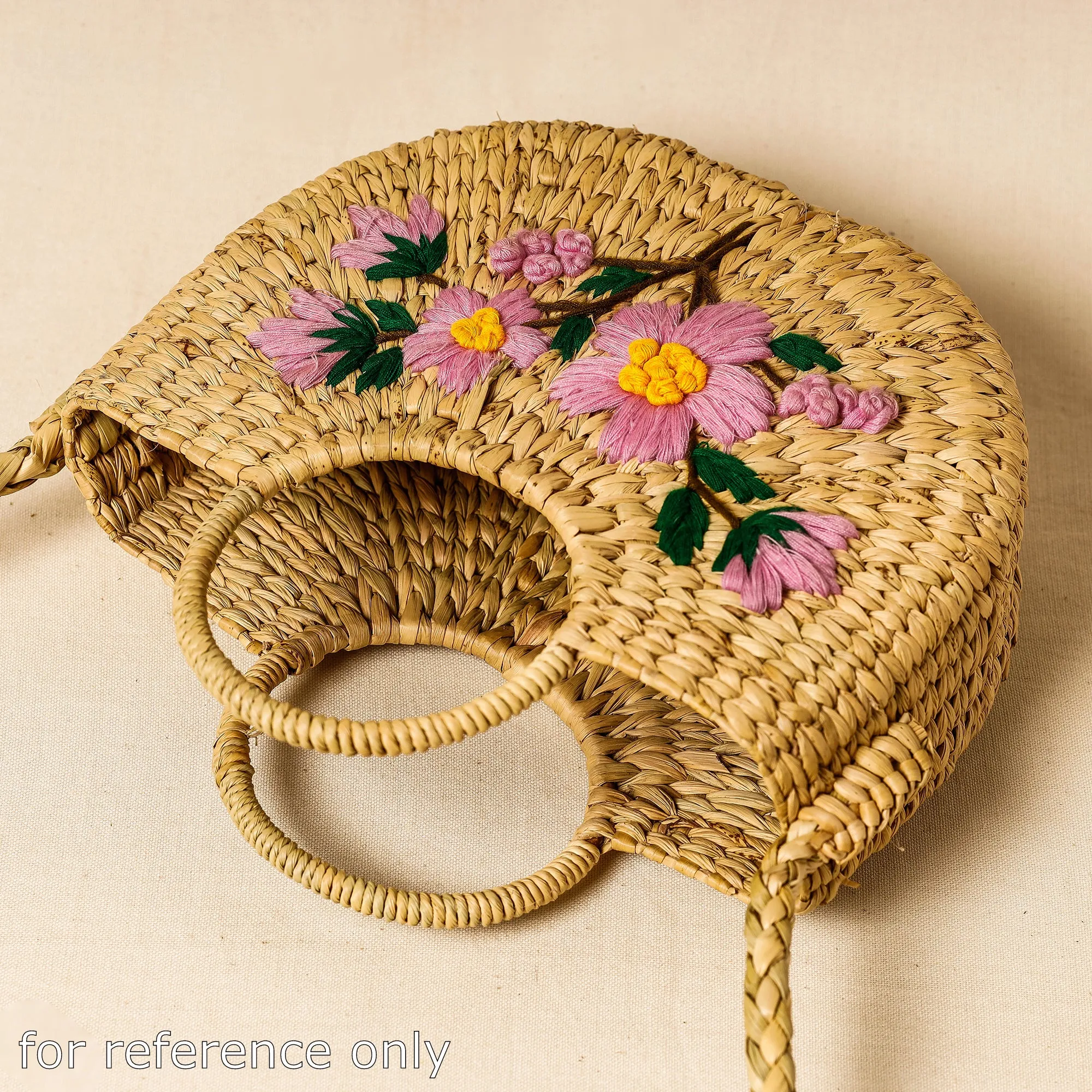 Beige - Handcrafted Natural Water Reed Embroidered Hand/Sling Bag