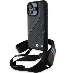 BMW M Edition Carbon Stripe with Strap Hard Case for iphone 15 Pro 6.1" Black - BMHCP15L23PSCCK