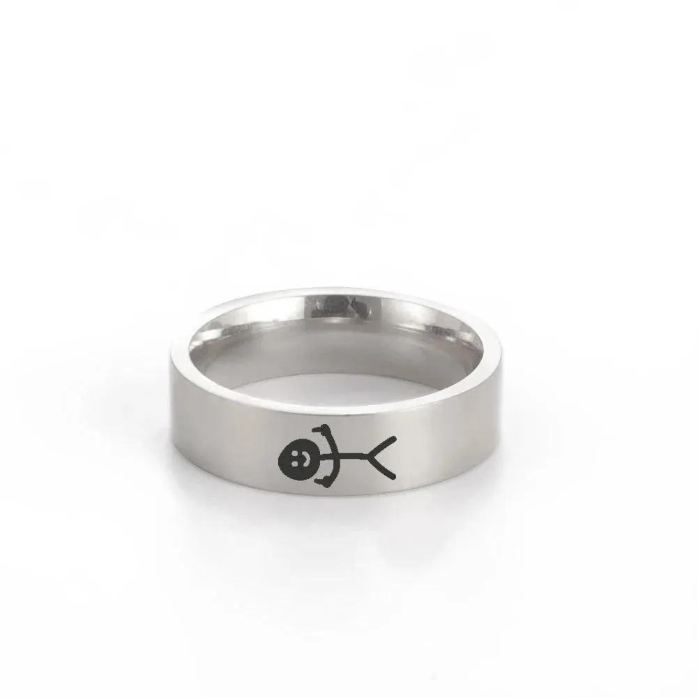 Bold Urban Middle Finger Stickman Ring - Edgy Stainless Steel Jewelry Gift