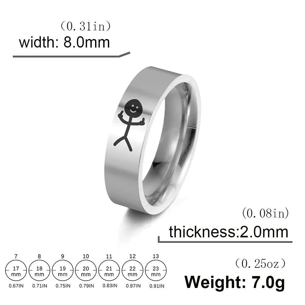 Bold Urban Middle Finger Stickman Ring - Edgy Stainless Steel Jewelry Gift