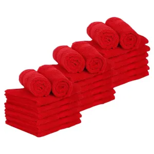 Casa Lino 24 Pack Wash Cloths Set, (12" X12) 100% Cotton wash Cloths, wash Cloths for Your face and Body, Highly Absorbent & fingertip Soft wash Cloths for Your face and Body, Red