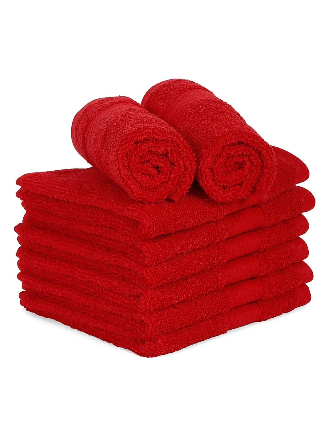 Casa Lino 24 Pack Wash Cloths Set, (12" X12) 100% Cotton wash Cloths, wash Cloths for Your face and Body, Highly Absorbent & fingertip Soft wash Cloths for Your face and Body, Red