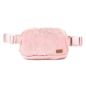 C.C PINK SILKY FUR FANNY PACK