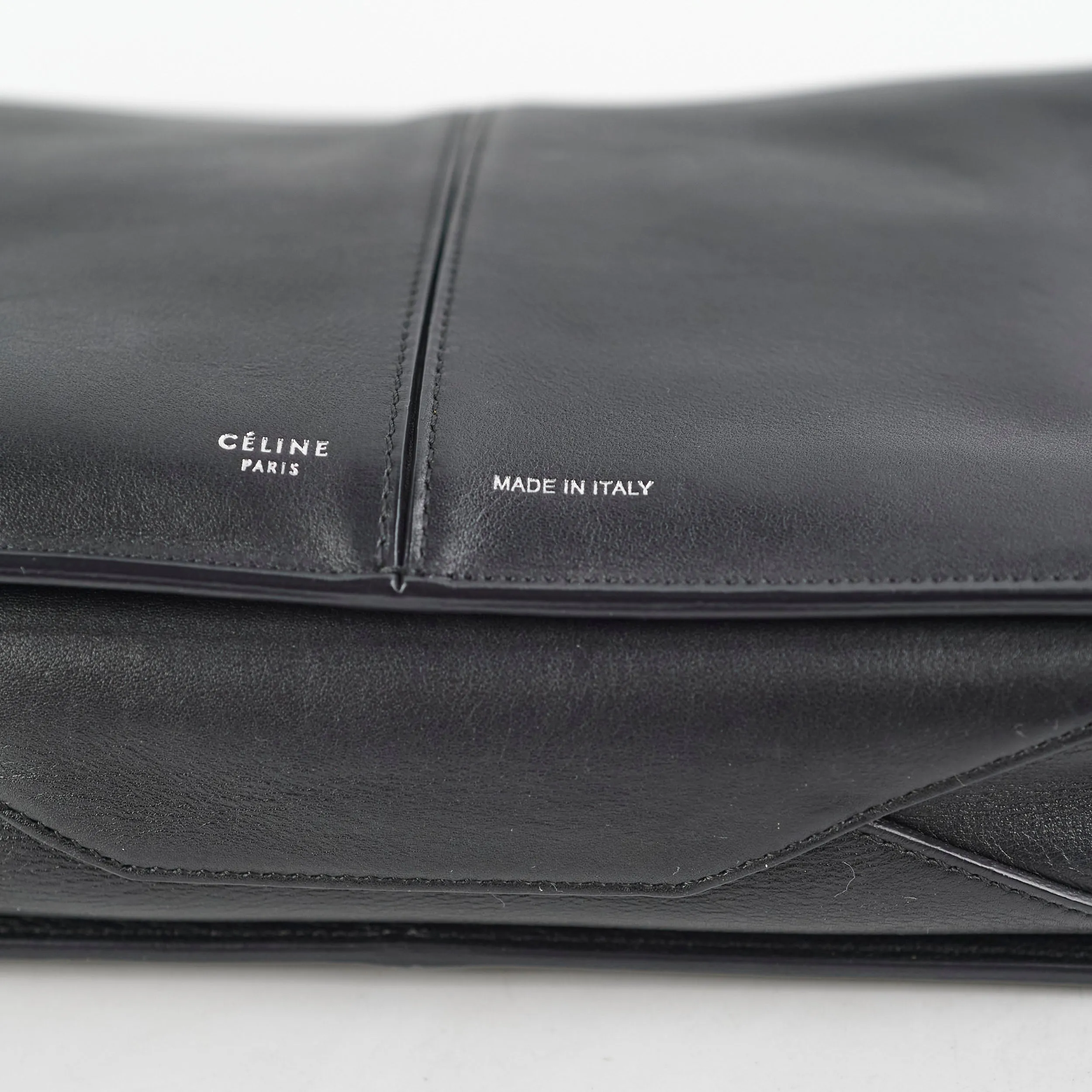 Celine TriFold Clutch On Chain Black Leather