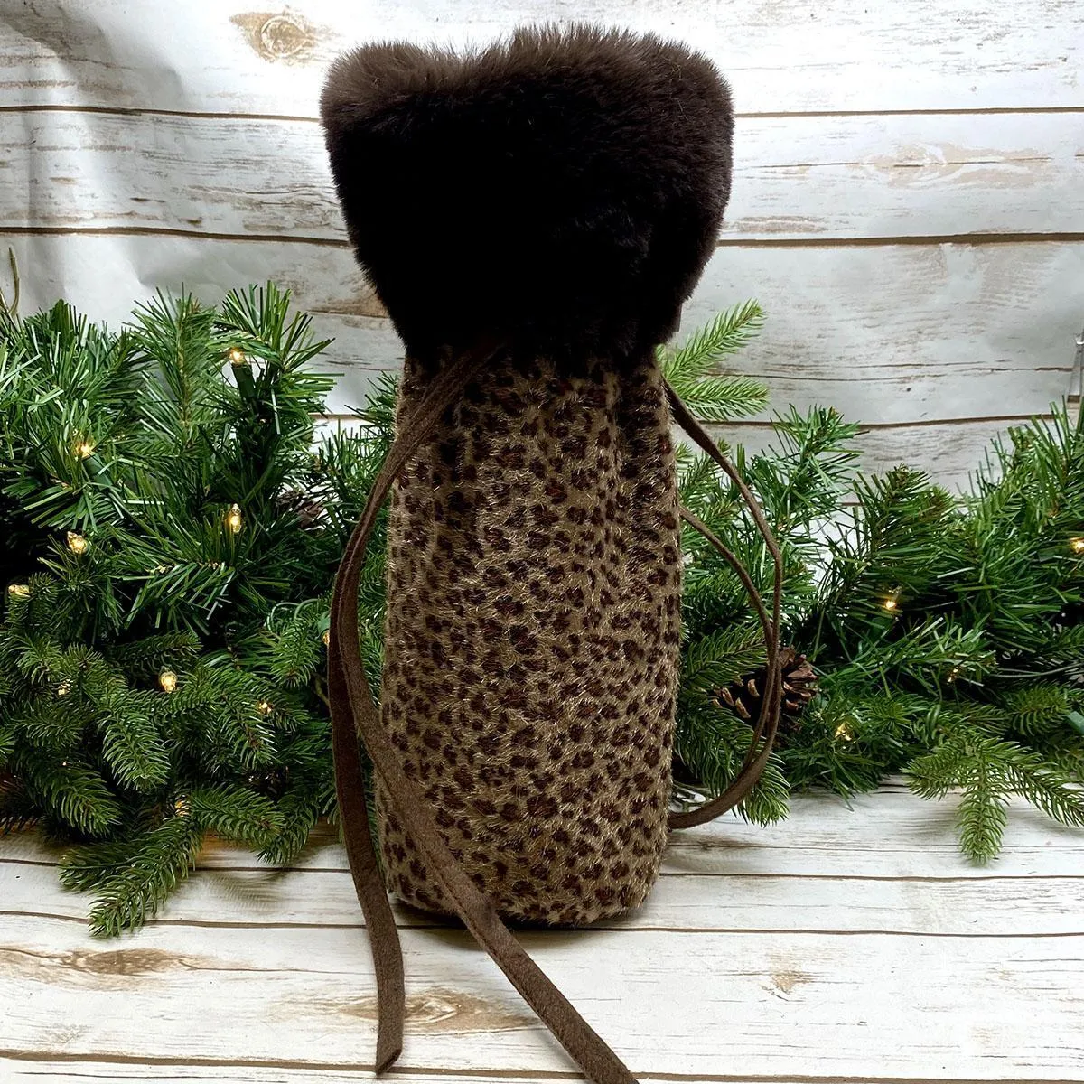 Cheetah Spots Plush Fur Bottle Bag