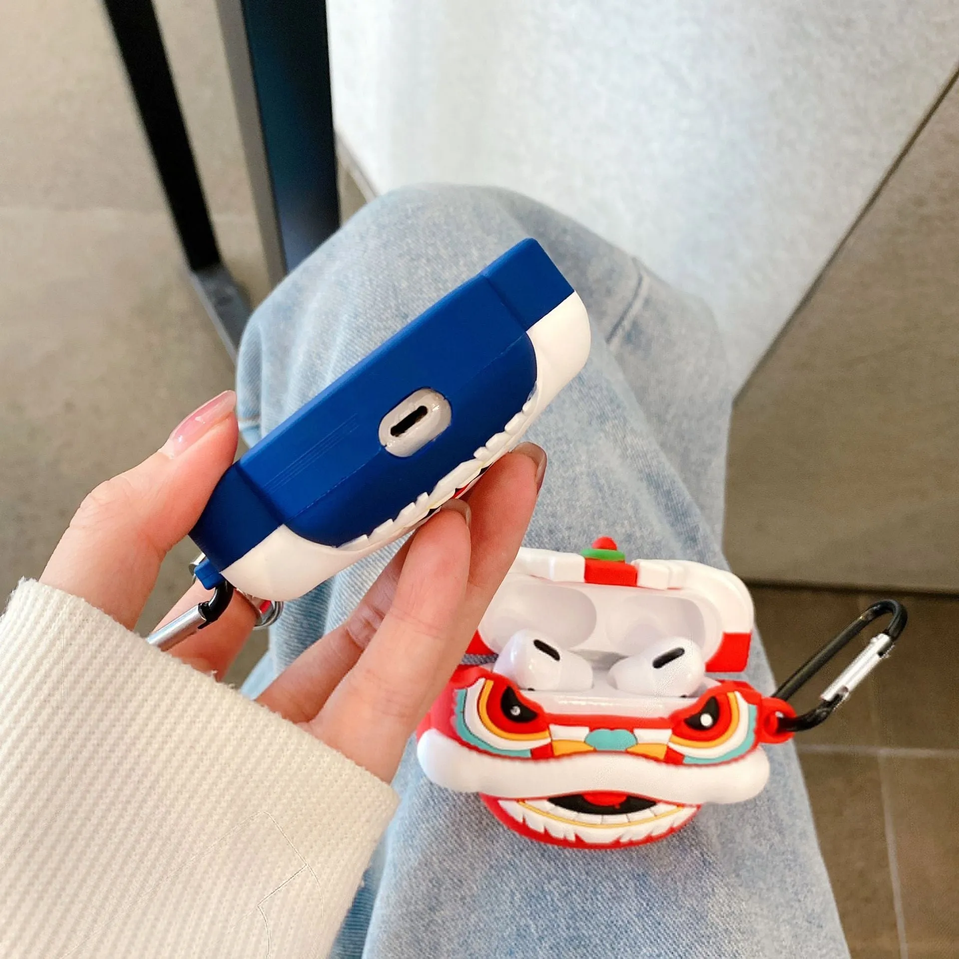 Chinese Lion Dance AirPods Case Silicone Earphone Case Earphone Protective Cover