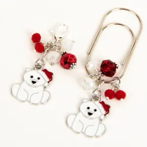 Christmas Polar Bear Dangle Clip or Charm