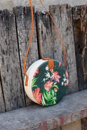 Colorful Round Rattan Bags, Bali Bag, Braided Straw Bag, Woven Crossbody Purse, Bali Sling Bags, Bohemian Rattan Bags, Gift for her