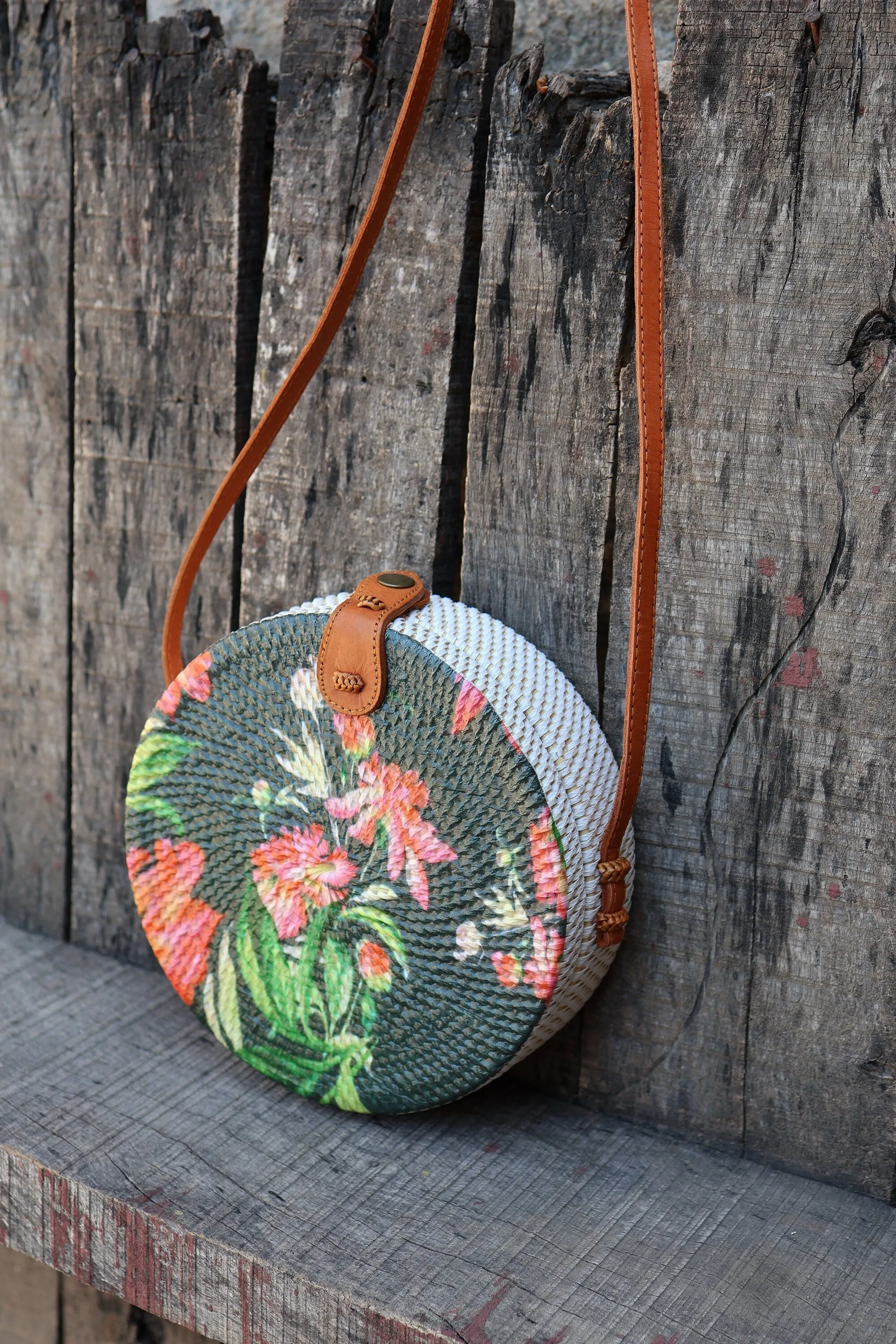 Colorful Round Rattan Bags, Bali Bag, Braided Straw Bag, Woven Crossbody Purse, Bali Sling Bags, Bohemian Rattan Bags, Gift for her