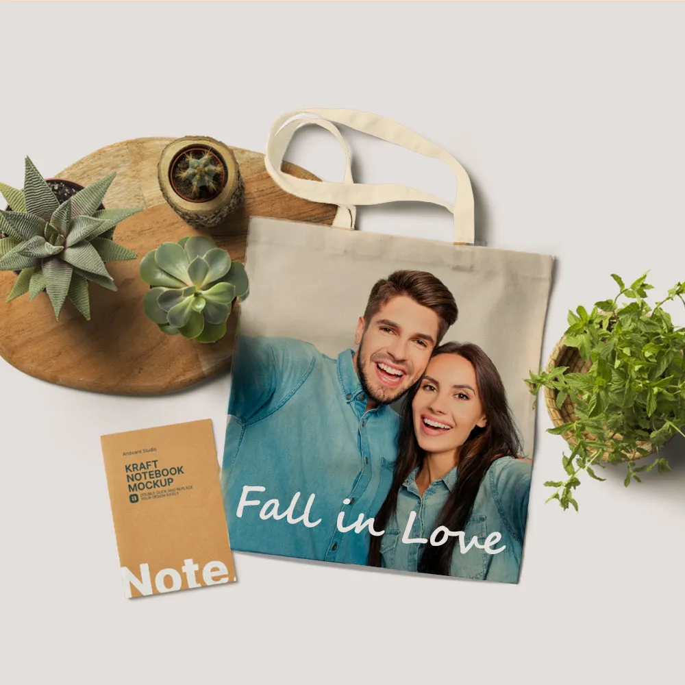 Custom Tote Bags With Photo & Text Printing Eco-friendly Canvas Bag