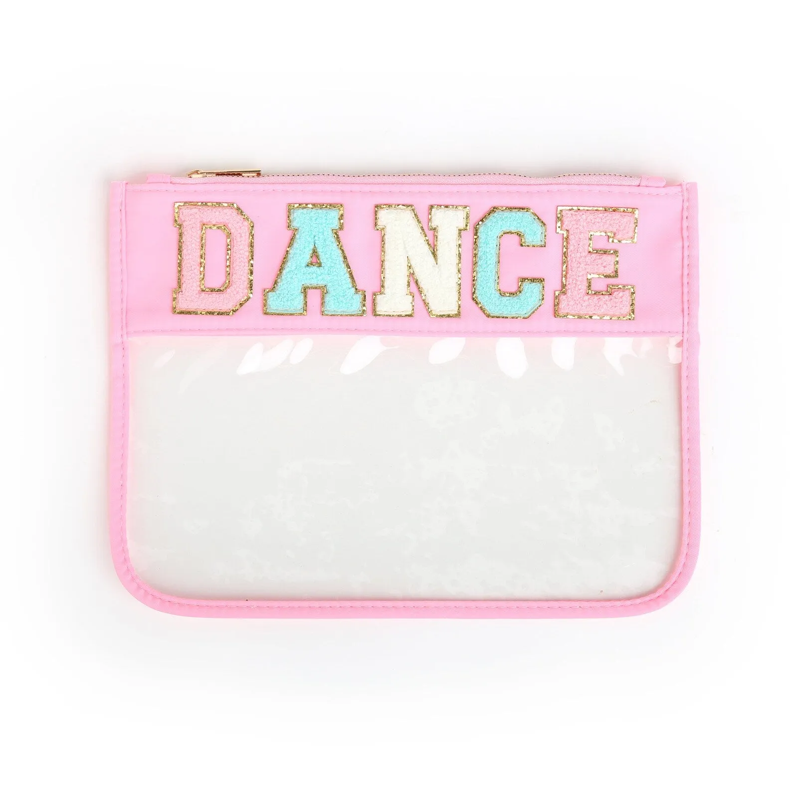 Customized Letter Patch Clear Zippered Pouch Bag