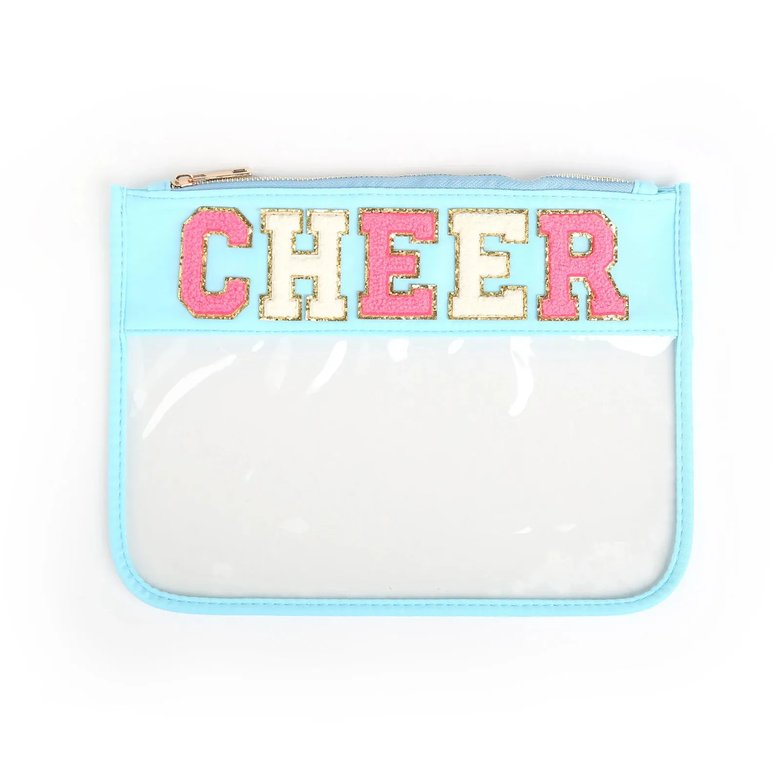 Customized Letter Patch Clear Zippered Pouch Bag