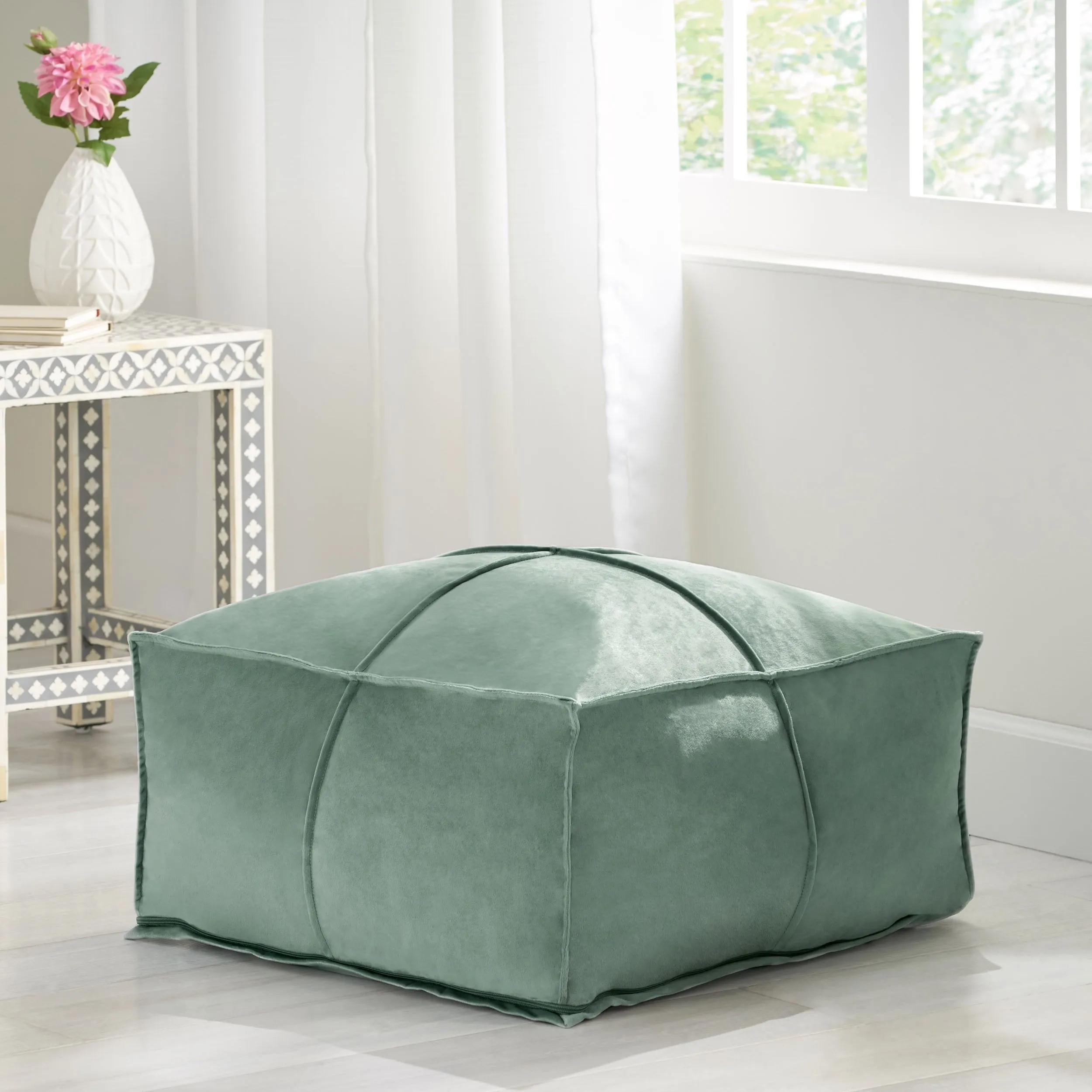 Cytheria Modern Glam Velvet Square Bean Bag Ottoman