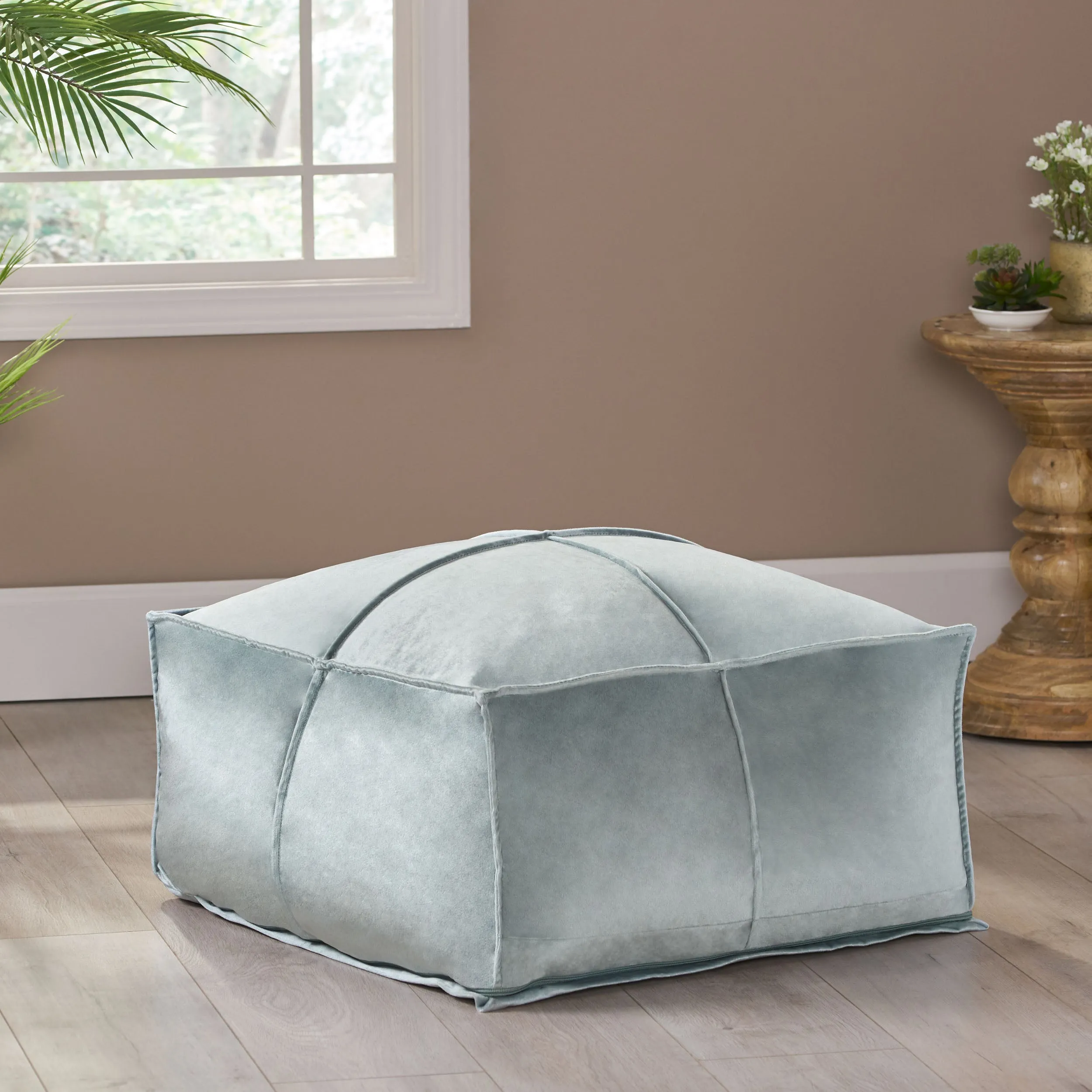 Cytheria Modern Glam Velvet Square Bean Bag Ottoman