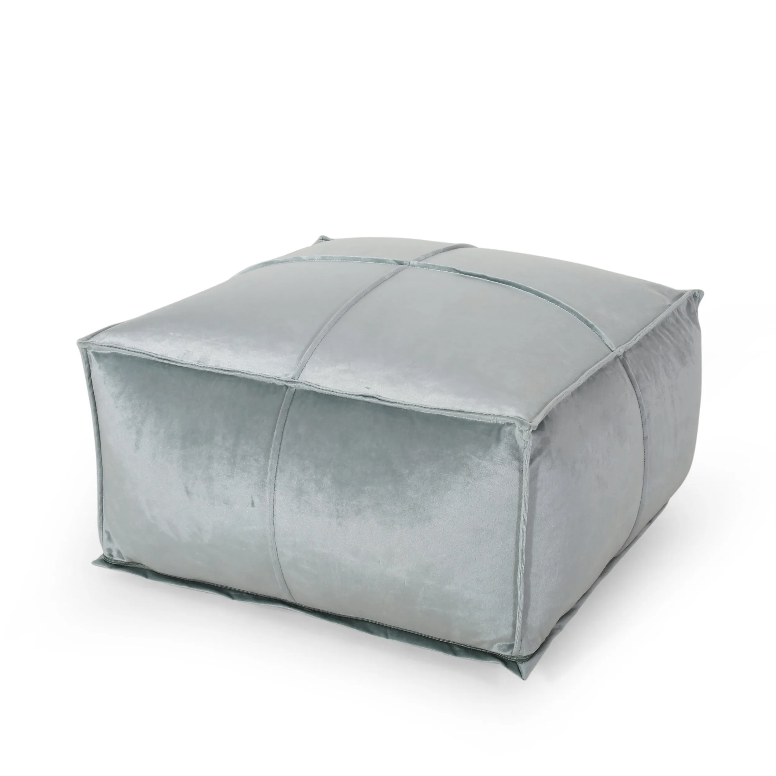 Cytheria Modern Glam Velvet Square Bean Bag Ottoman