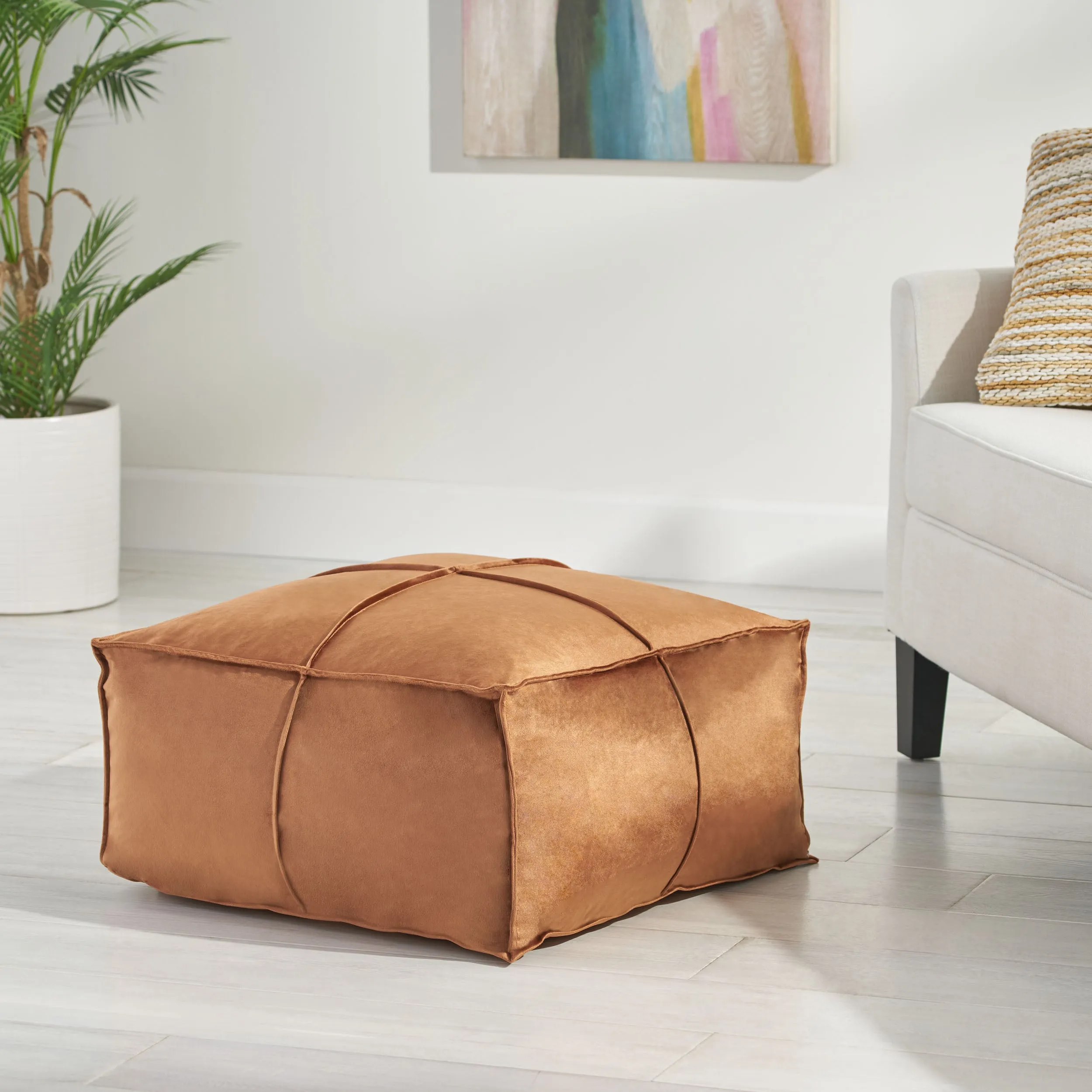 Cytheria Modern Glam Velvet Square Bean Bag Ottoman