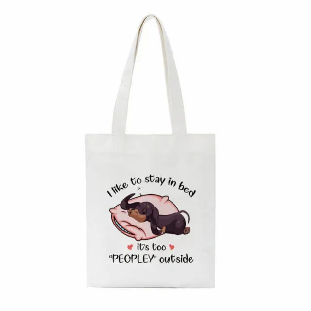 Dachshund Print Reusable Canvas Tote Bags