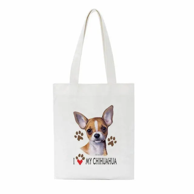 Dachshund Print Reusable Canvas Tote Bags