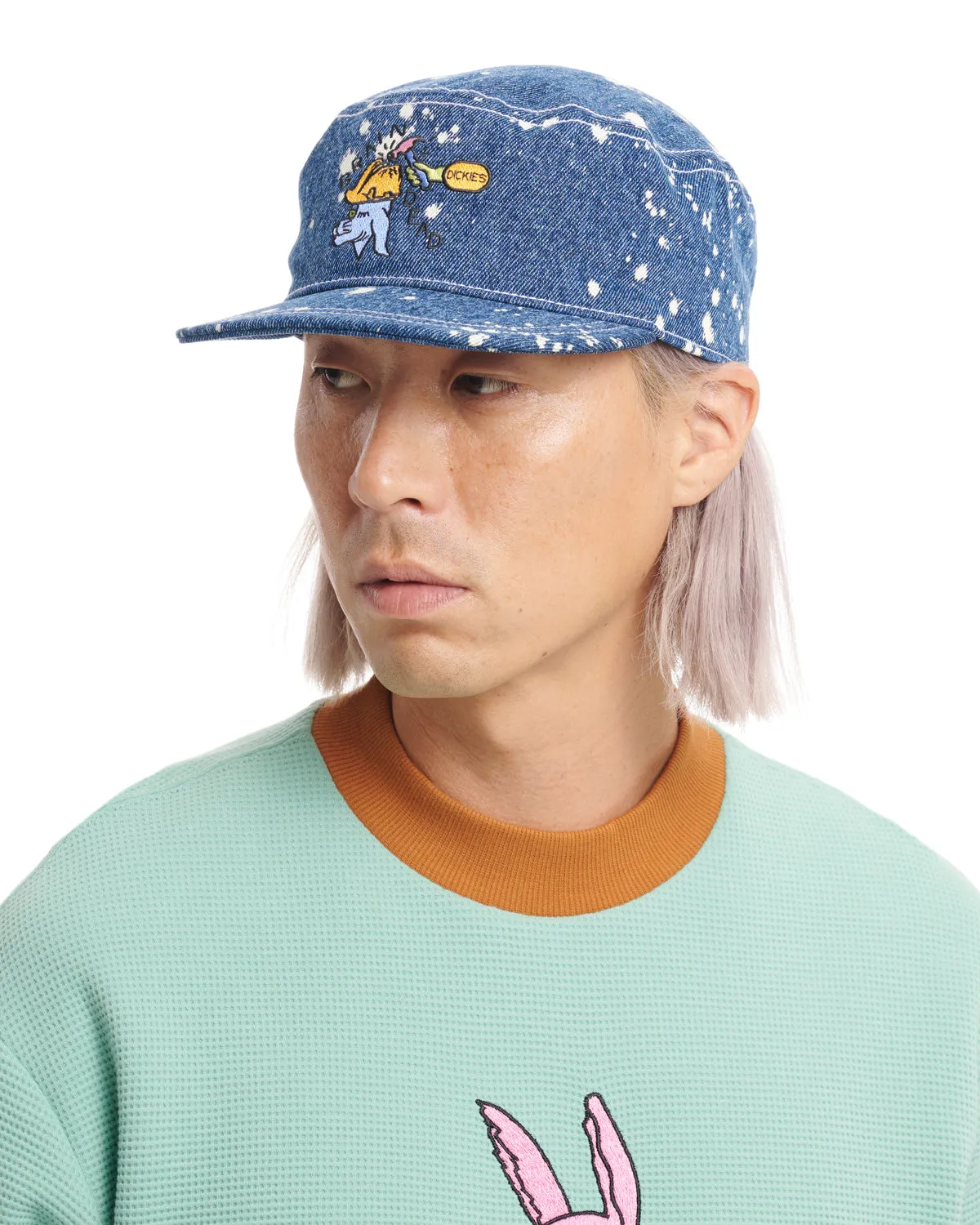 Dickies Embroidered Painters Cap - Bleach Dyed Denim