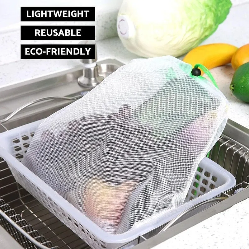 Eco-Friendly Washable Mesh Produce Bags for Grocery Shopping Storage