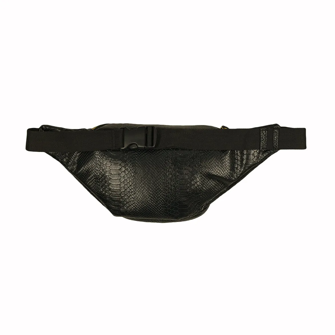 EMBOSSED GATOR SKIN FANNY PACK - BLACK / GOLD