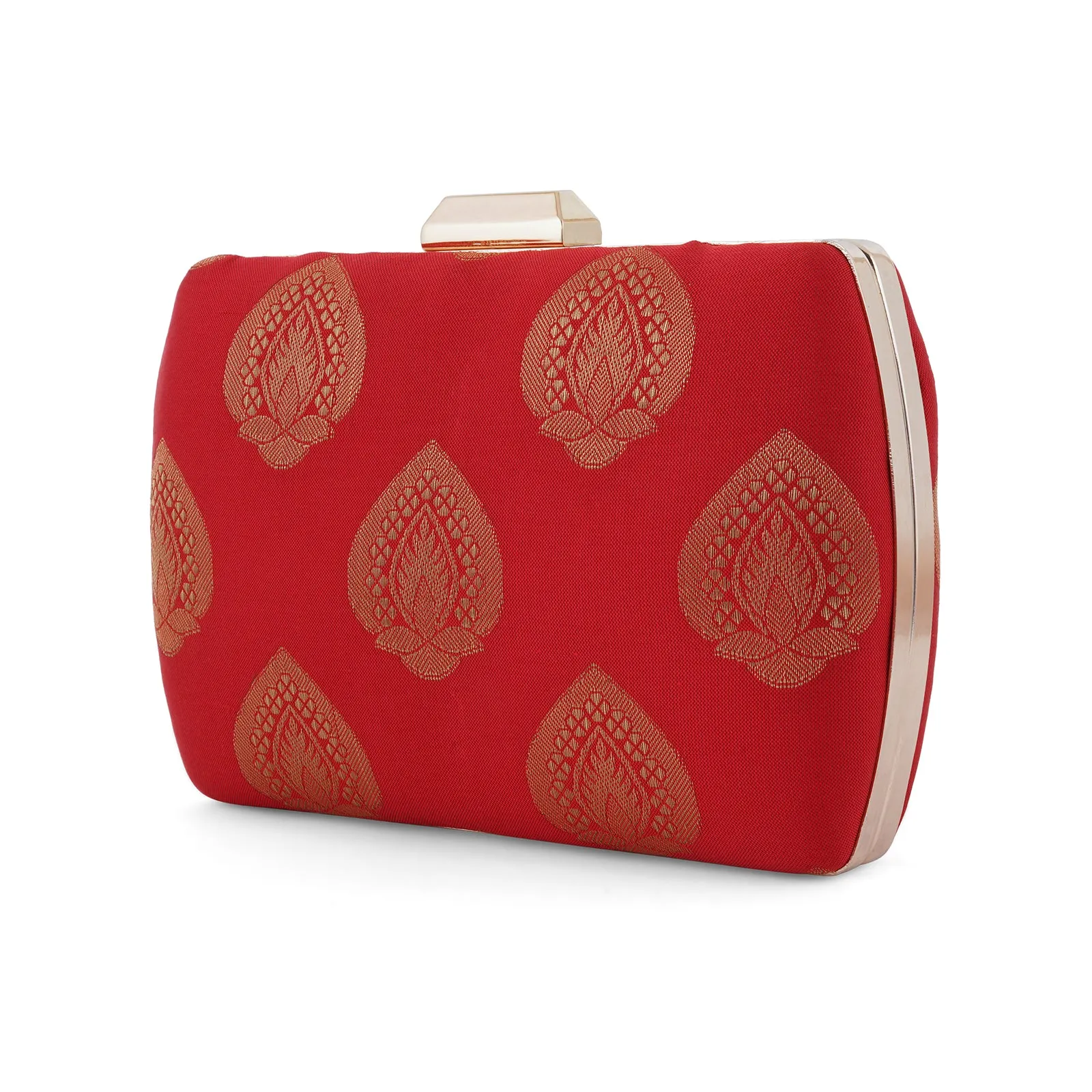 Festive Dream Red Brocade Fabric Clutch