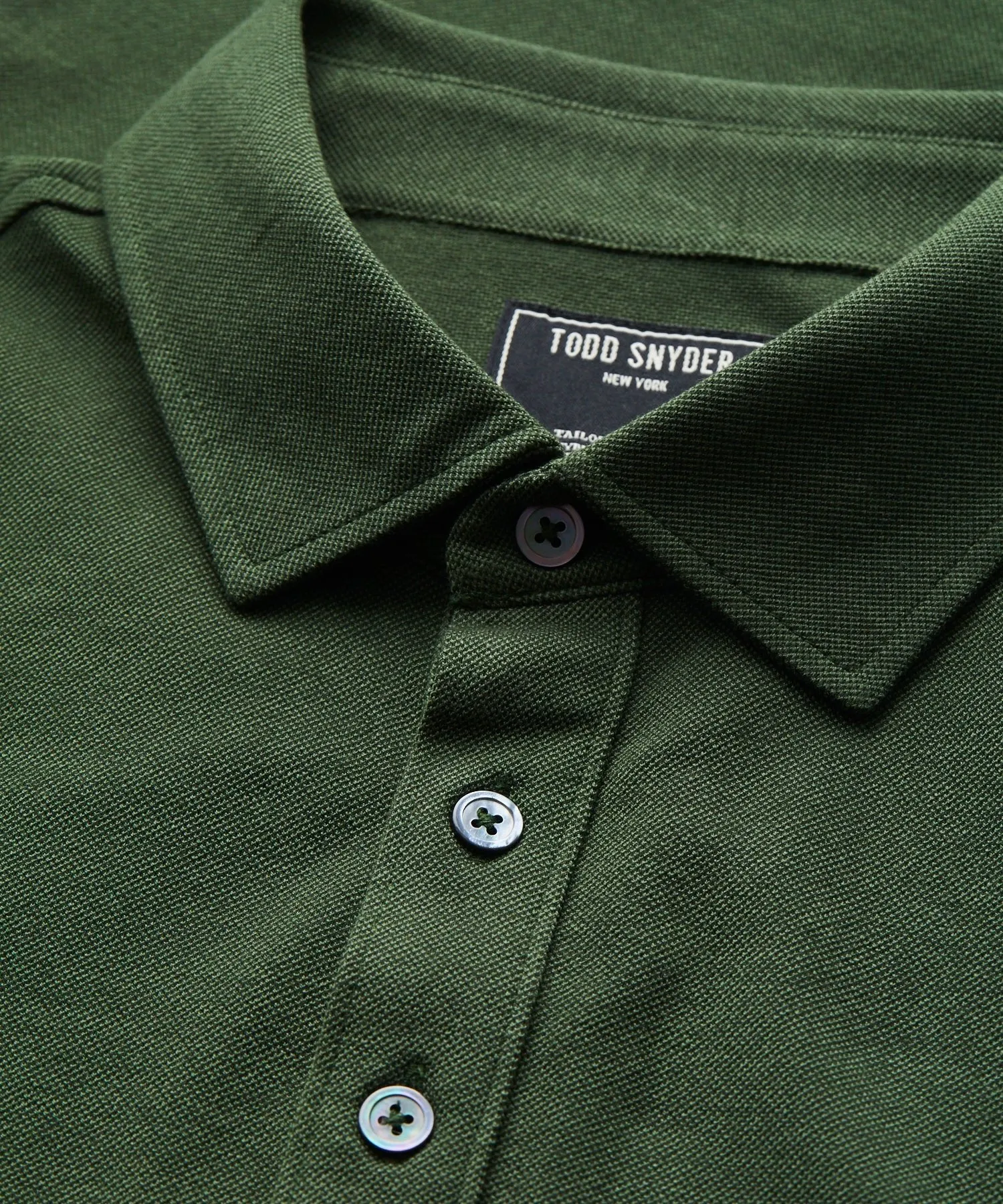 Fine Pique Polo in Olive