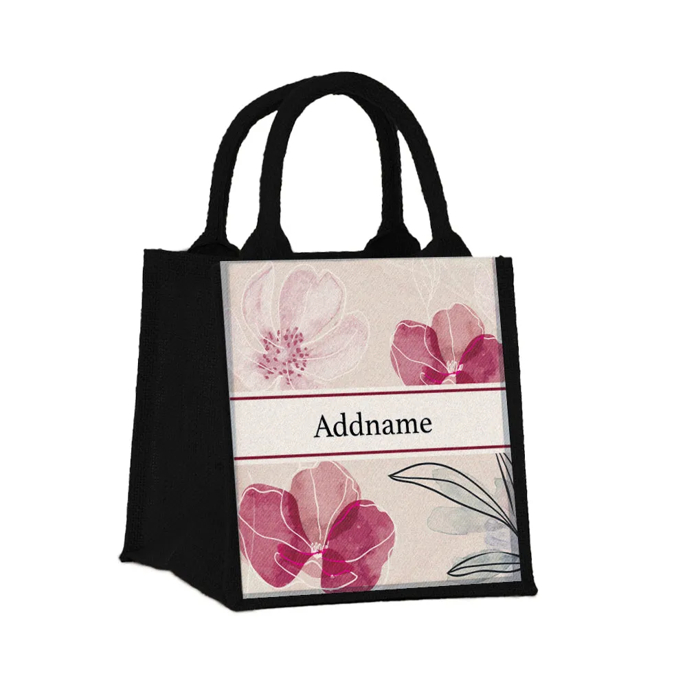 Floral Series Small Jute Tote Bag [FREE Custom Add Name]