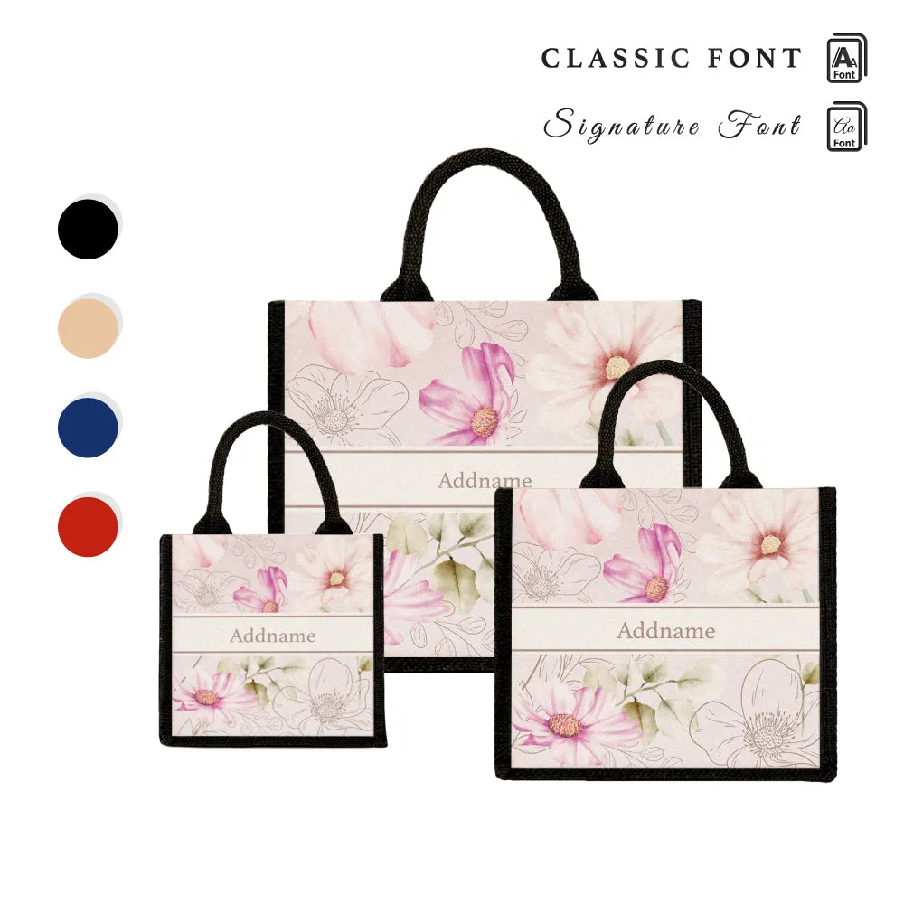 Floral Verse Flora Series Jute Tote Bag [FREE Custom Add Name]