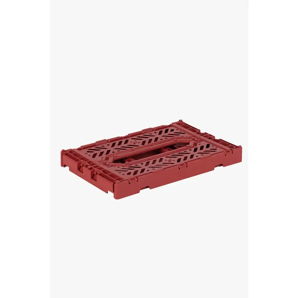 Foldable Storage Bins, Plastic Crate for Storage, Collapsible Crate, Utility Stackable Box Small Tile Red