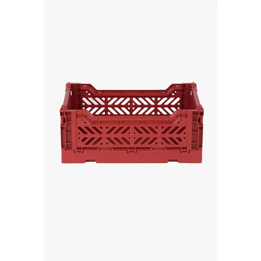 Foldable Storage Bins, Plastic Crate for Storage, Collapsible Crate, Utility Stackable Box Small Tile Red