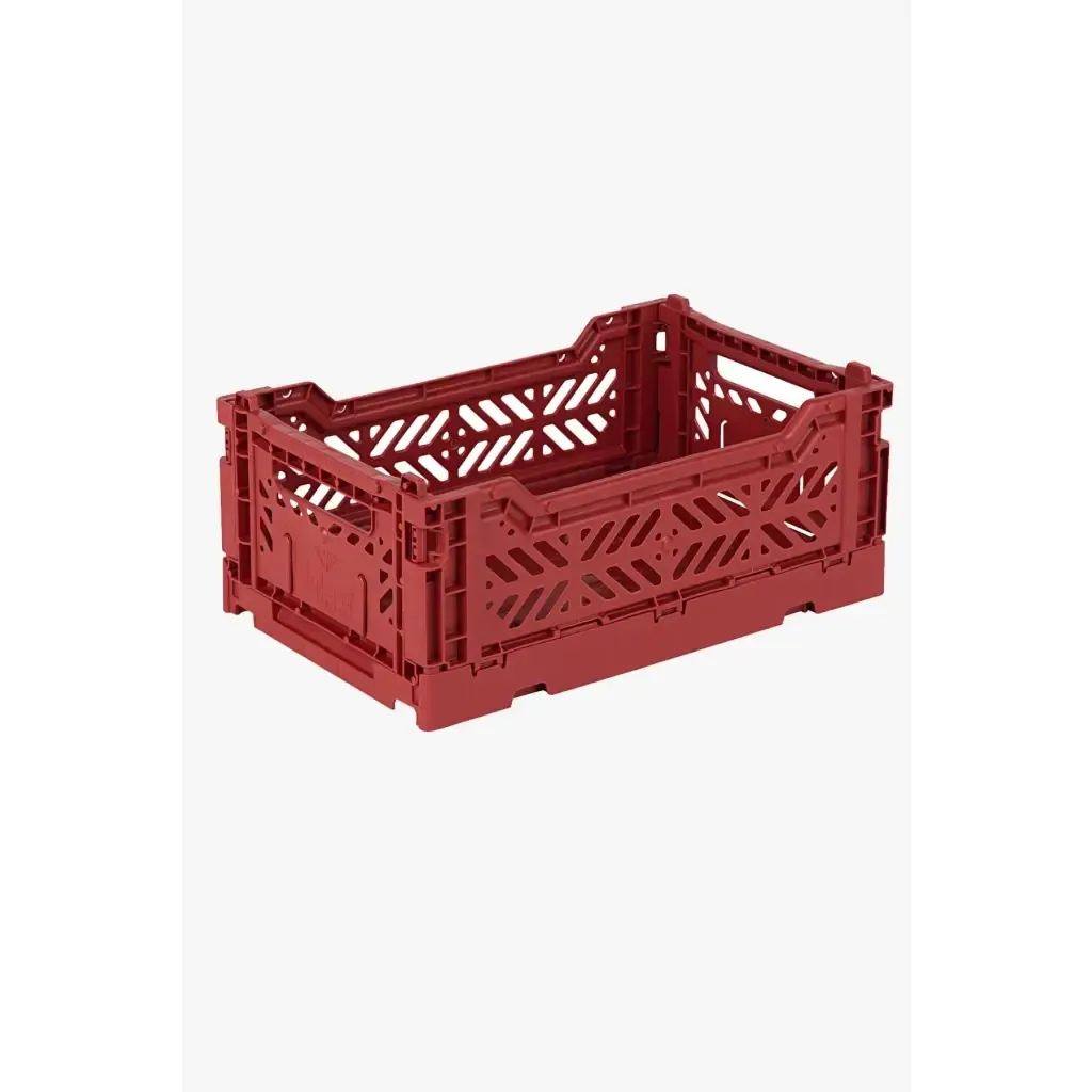 Foldable Storage Bins, Plastic Crate for Storage, Collapsible Crate, Utility Stackable Box Small Tile Red