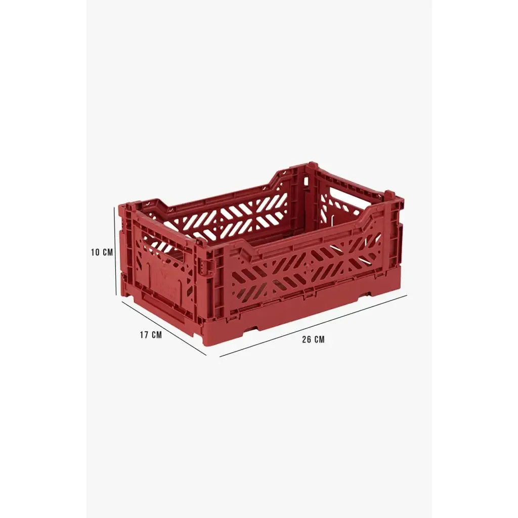 Foldable Storage Bins, Plastic Crate for Storage, Collapsible Crate, Utility Stackable Box Small Tile Red